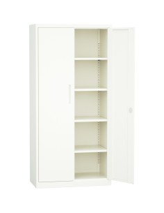 Professional Metal Storage Cabinet 2 doors 900x400x1800mm Lock 4 adjustable shelves White | Stalwart DA-MXFC14WHITE 2