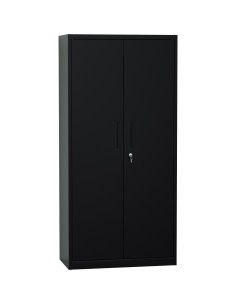 Professional Metal Storage Cabinet 2 doors 900x400x1800mm Lock 4 adjustable shelves Black | Stalwart DA-MXFC14BLACK