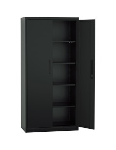 Professional Metal Storage Cabinet 2 doors 900x400x1800mm Lock 4 adjustable shelves Black | Stalwart DA-MXFC14BLACK 2