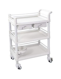 Professional 3 Tier Mobile Trolley 2 Drawers ABS 750x530x980mm | Stalwart DA-WH3LT7553D2