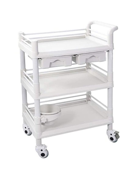 Professional 3 Tier Mobile Trolley 2 Drawers ABS 750x530x980mm | Stalwart DA-WH3LT7553D2