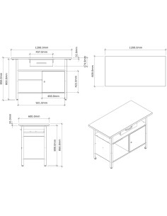 Professional Grey and Black Workshop 2 Layer Workbench with 2 Lockers and 30mm Wooden Desktop 1200x600x850mm | DA-TC006B 2