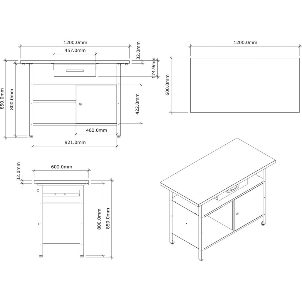 Professional Grey and Black Workshop 2 Layer Workbench with 2 Lockers and 30mm Wooden Desktop 1200x600x850mm | DA-TC006B