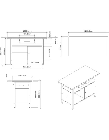 Professional Grey and Black Workshop 2 Layer Workbench with 2 Lockers and 30mm Wooden Desktop 1200x600x850mm | DA-TC006B