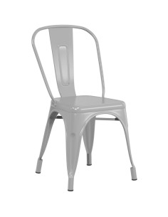 4pcs Bistro Dining Chair Wooden Seat Steel Grey Indoors | Stalwart DA-WW164G