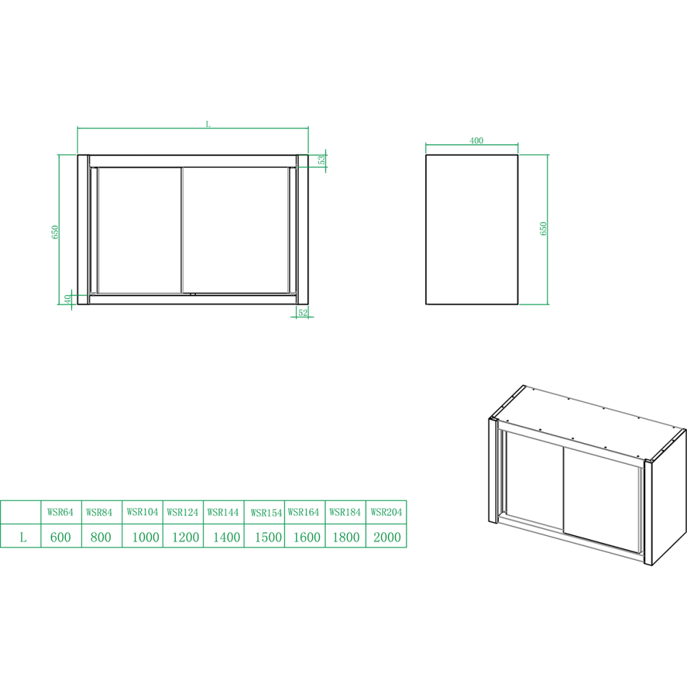 Wall cabinet 1 hinged door Stainless steel Width 600mm Depth 400mm | Stalwart DA-THWSR64