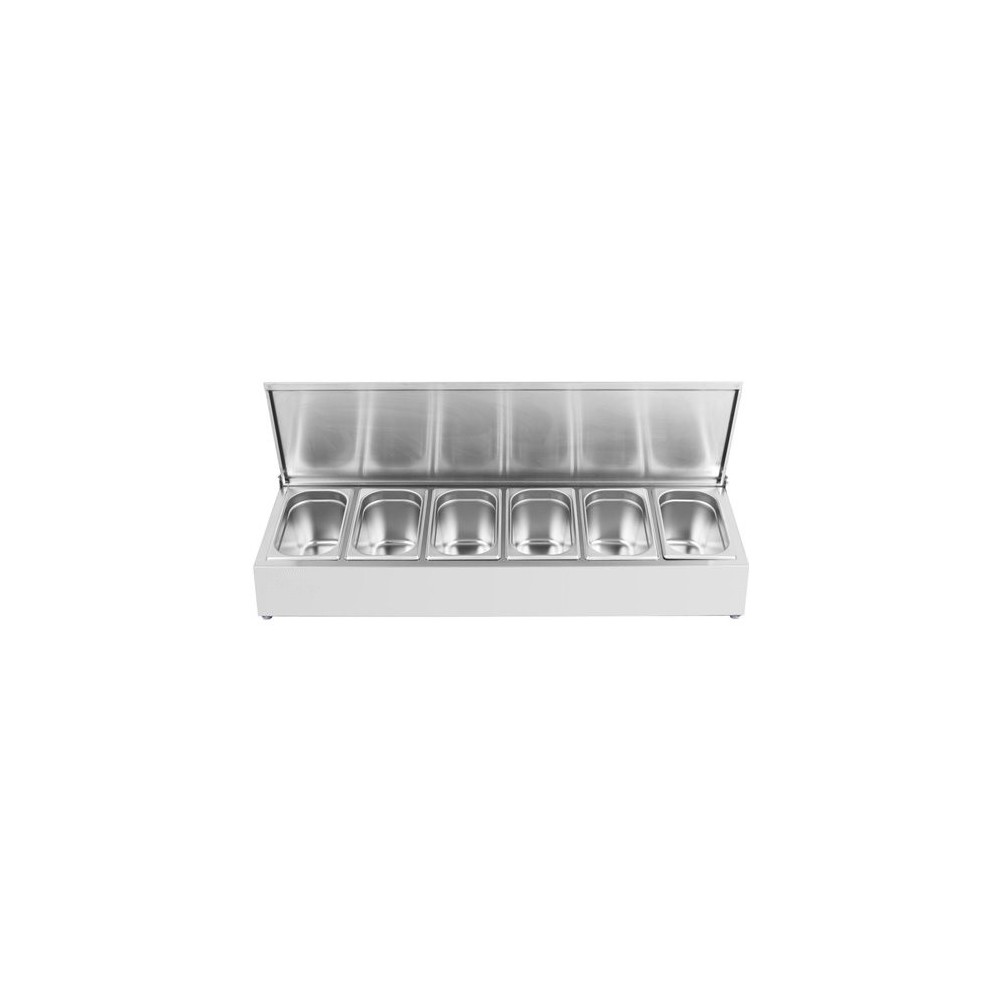 Commercial Condiment Holder with lid including 6xGN1/4-150mm containers Stainless steel | Stalwart DA-CHE06ADFL