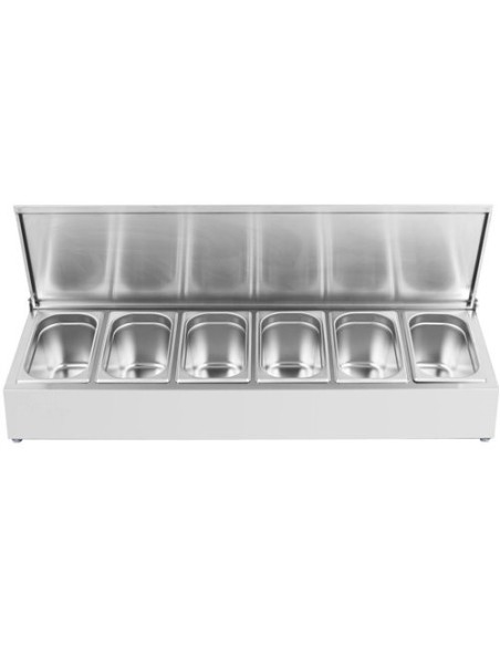 Commercial Condiment Holder with lid including 6xGN1/4-150mm containers Stainless steel | Stalwart DA-CHE06ADFL