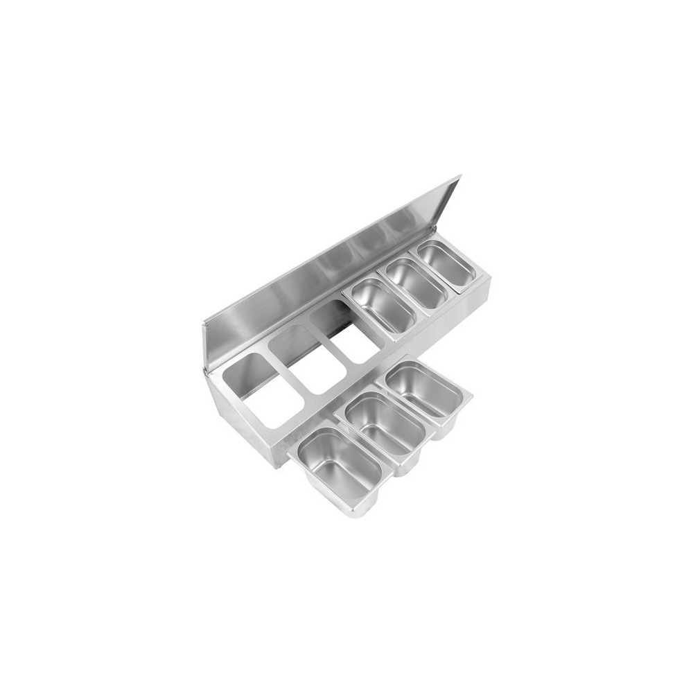 Commercial Condiment Holder with lid including 6xGN1/4-150mm containers Stainless steel | Stalwart DA-CHE06ADFL