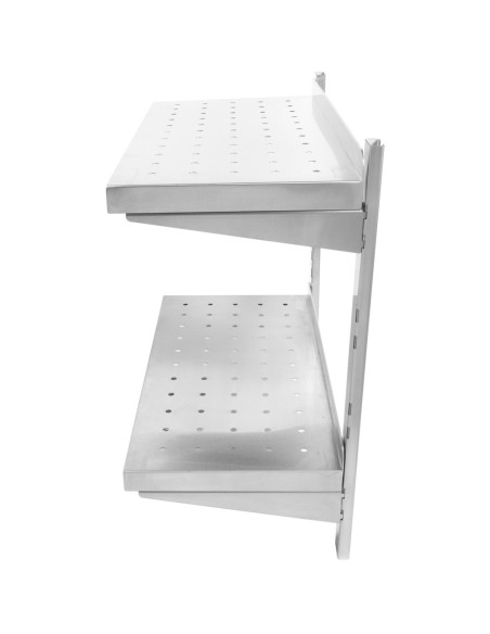 Wall Shelf Perforated 2 tiers Stainless steel 1600x300x600mm | Stalwart DA-WSWB30160P