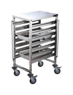 Rack/Tray/Pan Trolley Stainless Steel Gastronorm GN1/1 6 Tier with Top Shelf | Stalwart DA-RT1106T