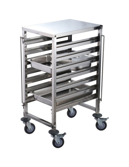 Rack/Tray/Pan Trolley Stainless Steel Gastronorm GN1/1 6 Tier with Top Shelf | Stalwart DA-RT1106T