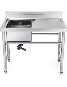 Commercial Sink Stainless steel 1000x600x900mm 1 bowl left Splashback | DA-SINK8060LEFT