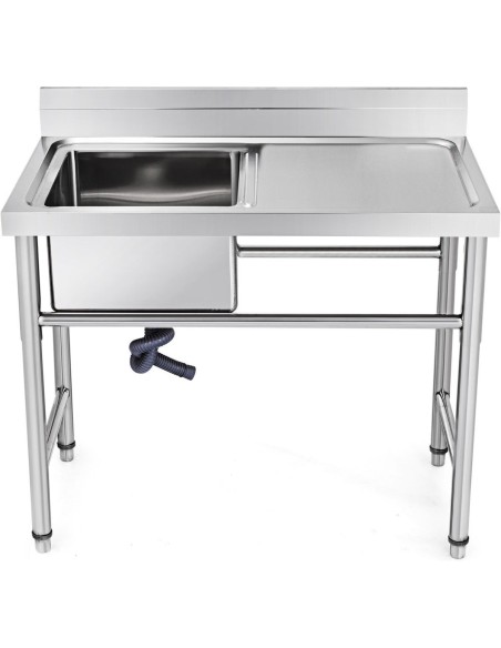 Commercial Sink Stainless steel 1000x600x900mm 1 bowl left Splashback | DA-SINK8060LEFT