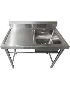 Commercial Sink Stainless steel 1000x600x900mm 1 bowl right Splashback | DA-SINK8060RIGHT