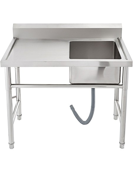 Commercial Sink Stainless steel 1000x600x900mm 1 bowl right Splashback | DA-SINK8060RIGHT
