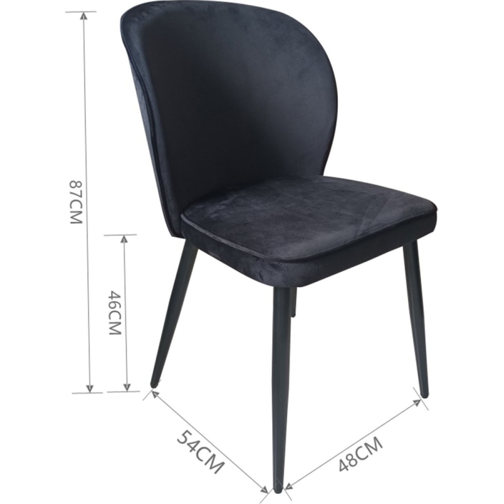 4pcs Velvet Dining Chair Black | Stalwart DA-WW166