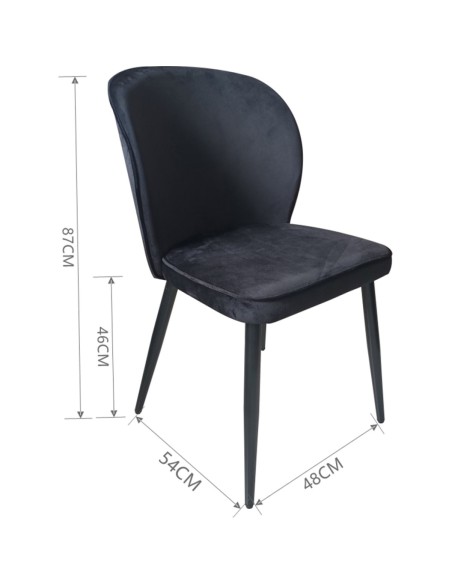 4pcs Velvet Dining Chair Black | Stalwart DA-WW166