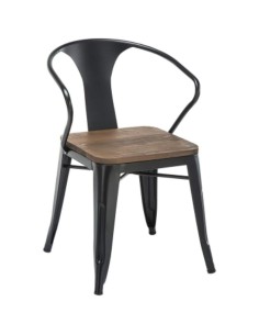 4 pcsBistro Dining Chair Steel Wood Seat Black Indoors | Stalwart DA-HYX503BF