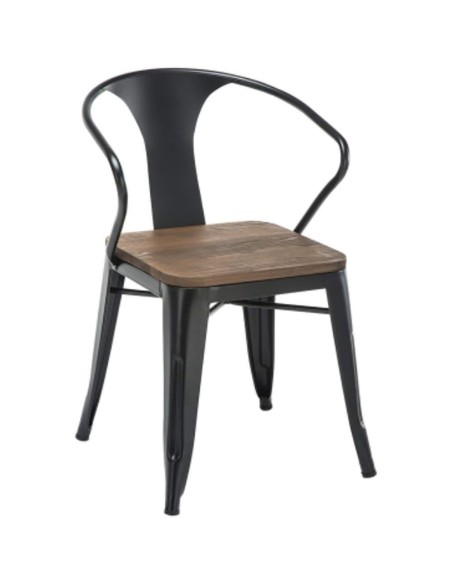 4 pcsBistro Dining Chair Steel Wood Seat Black Indoors | Stalwart DA-HYX503BF