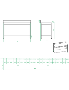 Professional Work table Stainless steel Bottom shelf Upstand 800x700x900mm | Stalwart DA-THATS87A 2