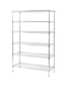 Commercial Wire Shelving Unit 6 Tier 1200kg 1200x450x2000mm Chrome | Stalwart DA-CJ12045200A6CR