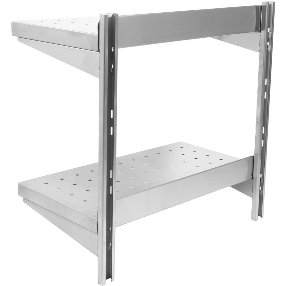 Wall Shelf Perforated 2 tiers Stainless steel 2000x300x600mm | Stalwart DA-WSWB30200P