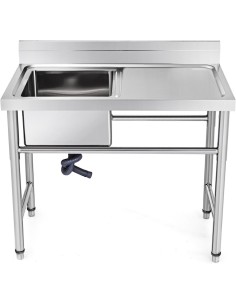 Commercial Sink Stainless steel 1200x600x900mm 1 bowl left Splashback | Stalwart SINK12060LEFT