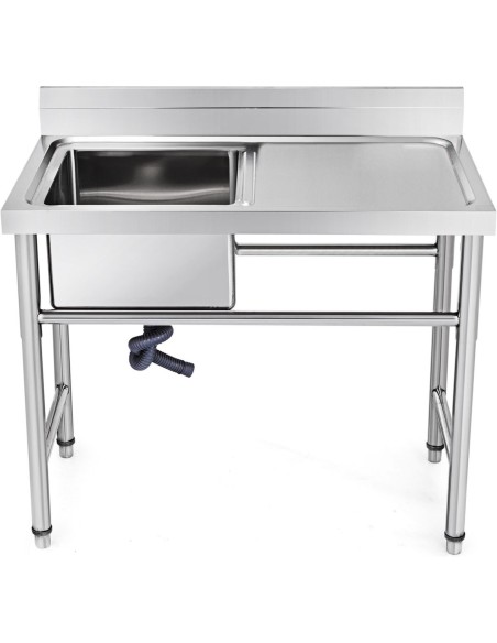 Commercial Sink Stainless steel 1200x600x900mm 1 bowl left Splashback | Stalwart SINK12060LEFT