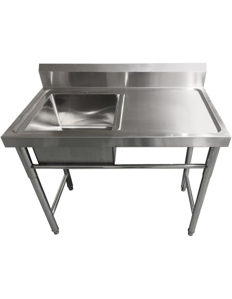 Commercial Sink Stainless steel 1200x600x900mm 1 bowl left Splashback | Stalwart SINK12060LEFT
