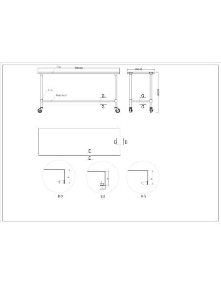 Commercial Mobile Stainless Steel Work Table Bottom shelf 1800x600x900mm | Stalwart DA-WT60180GMOBILE