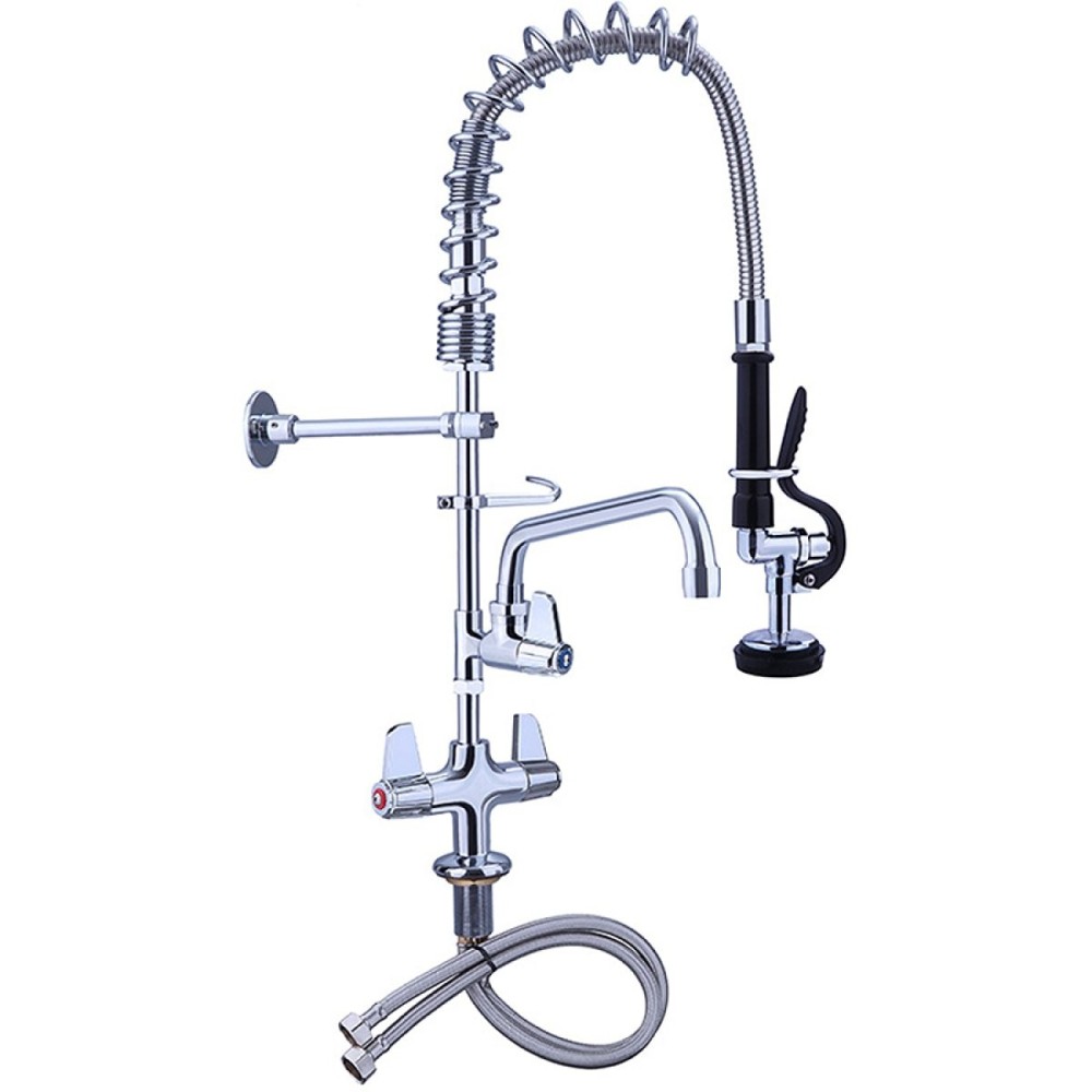 Pre Rinse Spray Unit with Swing faucet Deck mount Double inlet Height 600mm Stainless steel | DA-EQ7801A08