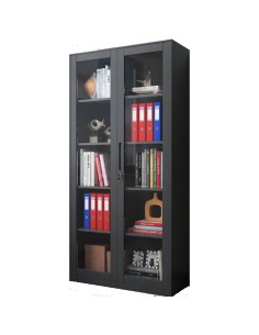 Commercial Steel Cabinet 2 Glass Doors 900x400x1850mm Black | Stalwart DA-MYOC13BLACK