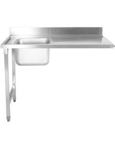 Loading table Left side 1200x650x850mm With sink With splashback Stainless steel | Stalwart DA- DWITA1265L 2