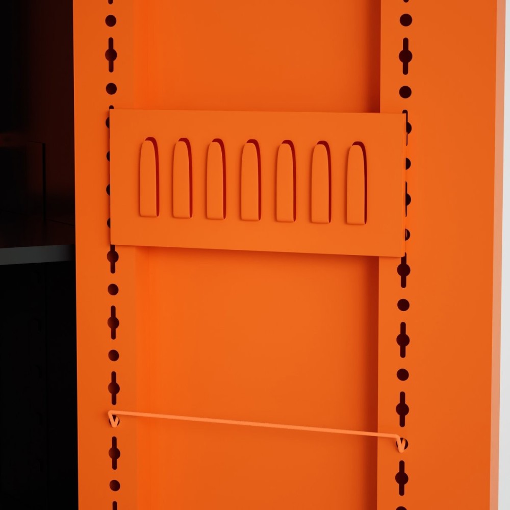 Heavy Duty Grey and Orange 2 Door Lockable Steel Tool Cabinet with 4 Shelves & Pegboard 800x400x1800mm | Stalwart DA-SETC1GRE