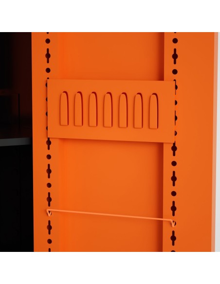 Heavy Duty Grey and Orange 2 Door Lockable Steel Tool Cabinet with 4 Shelves & Pegboard 800x400x1800mm | Stalwart DA-SETC1GRE
