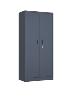 Heavy Duty Grey 2 Door Lockable Steel Tool Cabinet with 4 Shelves & Pegboard 800x400x1800mm | Stalwart DA-SETC1GREY
