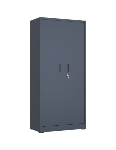 Heavy Duty Grey 2 Door Lockable Steel Tool Cabinet with 4 Shelves & Pegboard 800x400x1800mm | Stalwart DA-SETC1GREY