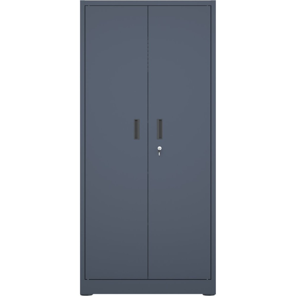 Heavy Duty Grey 2 Door Lockable Steel Tool Cabinet with 4 Shelves & Pegboard 800x400x1800mm | Stalwart DA-SETC1GREY