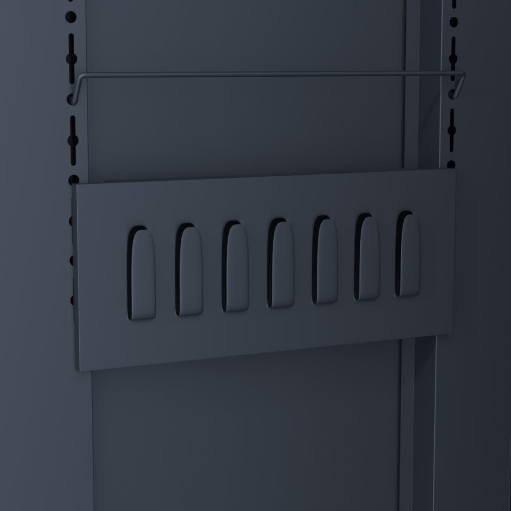 Heavy Duty Grey 2 Door Lockable Steel Tool Cabinet with 4 Shelves & Pegboard 800x400x1800mm | Stalwart DA-SETC1GREY
