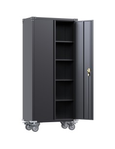 Commercial Mobile Black Steel Cabinet 2 Doors 800x410x1800mm | Stalwart DA-SART204 2