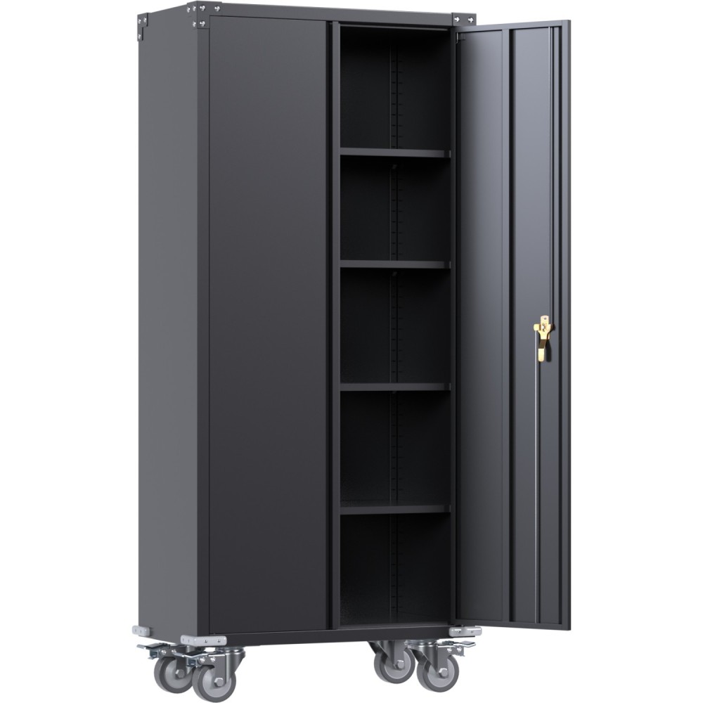 Commercial Mobile Black Steel Cabinet 2 Doors 800x410x1800mm | Stalwart DA-SART204