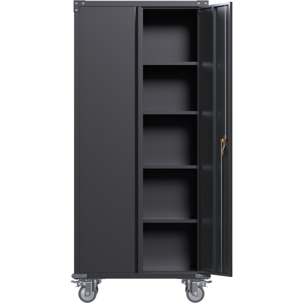 Commercial Mobile Black Steel Cabinet 2 Doors 800x410x1800mm | Stalwart DA-SART204