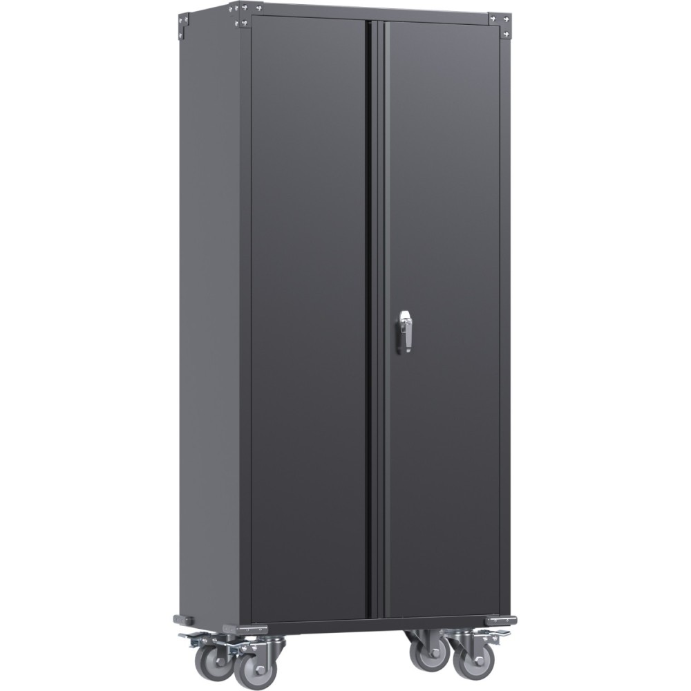 Commercial Mobile Black Steel Cabinet 2 Doors 800x410x1800mm | Stalwart DA-SART204