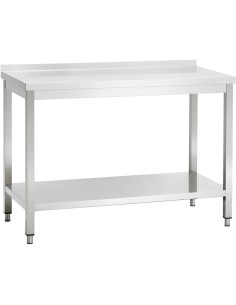 Professional Work table Stainless steel Bottom shelf Upstand 1500x600x850mm | Stalwart DA-VT156SLB