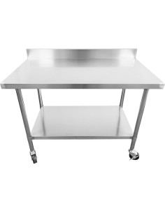 Commercial Mobile Work table with Adjustable feet Stainless steel Bottom shelf Rear upstand 1200x600xx850/930mm | Stalwart DA-WT