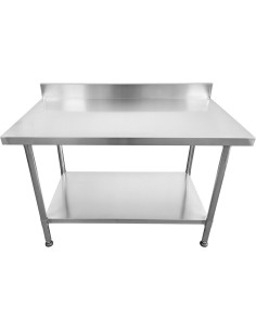 Commercial Mobile Work table with Adjustable feet Stainless steel Bottom shelf Rear upstand 1200x600xx850/930mm | Stalwart DA-WT 2