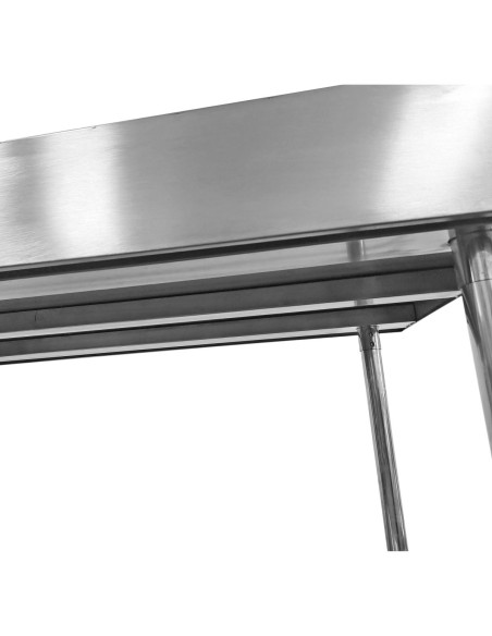 Commercial Mobile Work table with Adjustable feet Stainless steel Bottom shelf Rear upstand 1200x600xx850/930mm | Stalwart DA-WT