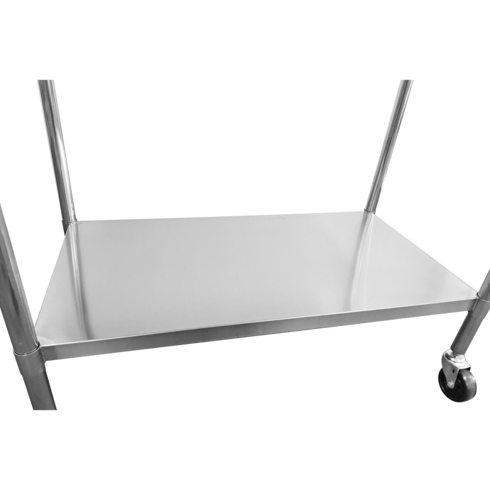Commercial Mobile Work table with Adjustable feet Stainless steel Bottom shelf Rear upstand 1200x600xx850/930mm | Stalwart DA-WT
