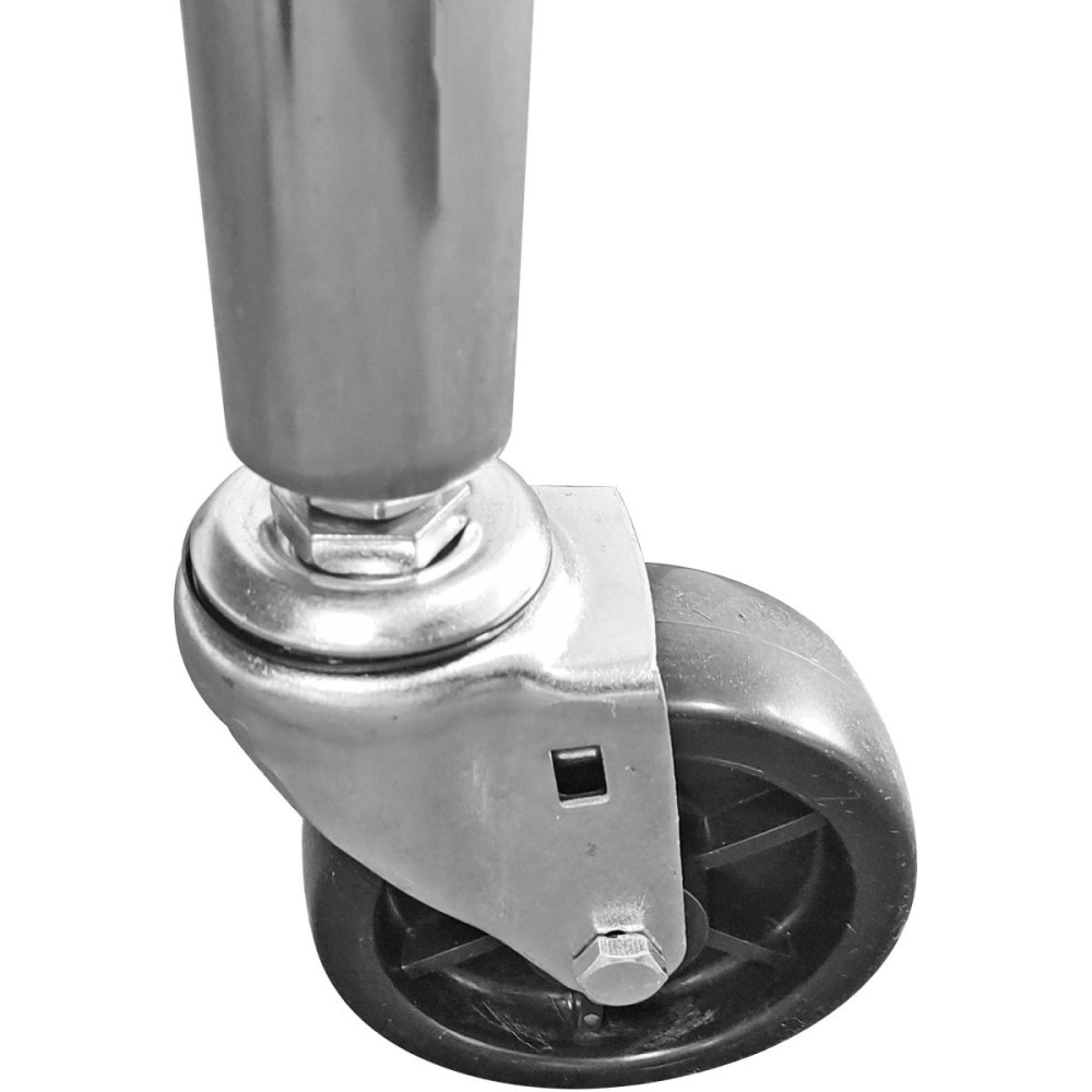 Commercial Mobile Work table with Adjustable feet Stainless steel Bottom shelf Rear upstand 1200x600xx850/930mm | Stalwart DA-WT